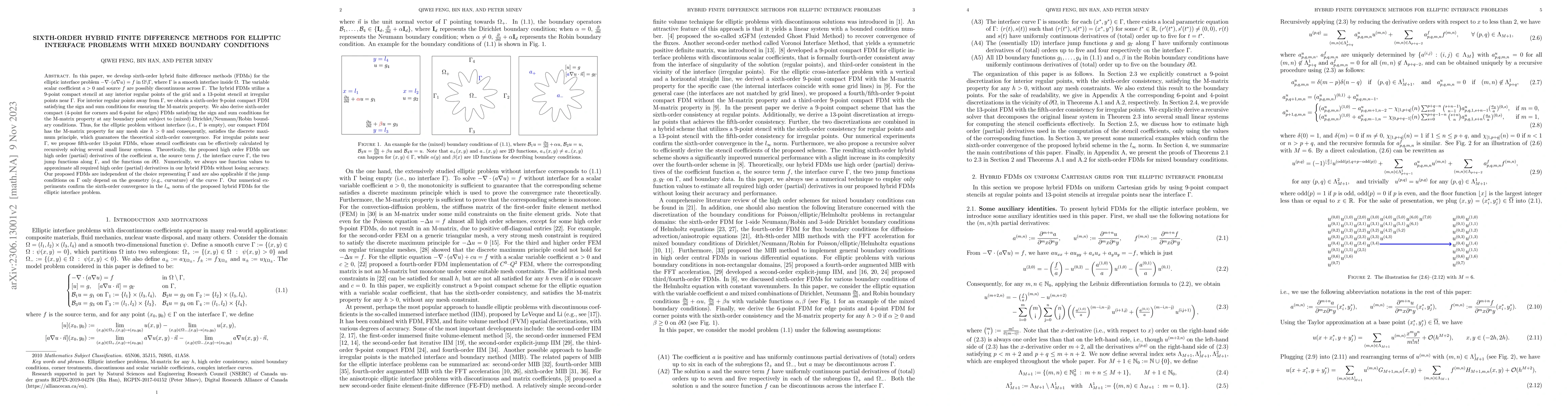 Thumbnail for Sixth-Order Hybrid Finite Difference Methods for Elliptic Interface
  Problems with Mixed Boundary Conditions