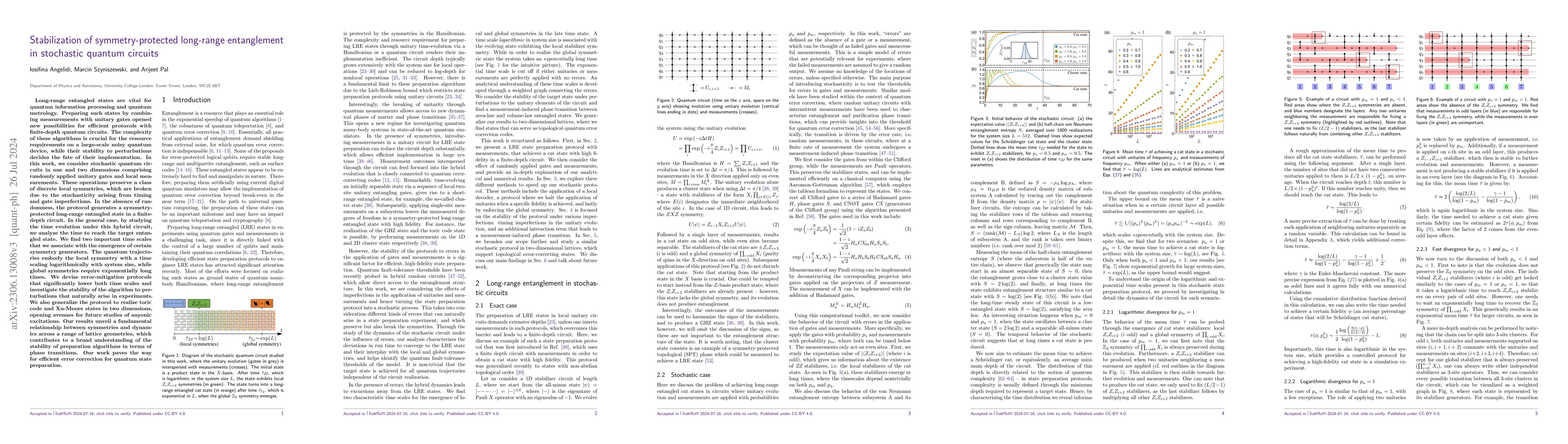 Thumbnail for Stabilization of symmetry-protected long-range entanglement in
  stochastic quantum circuits