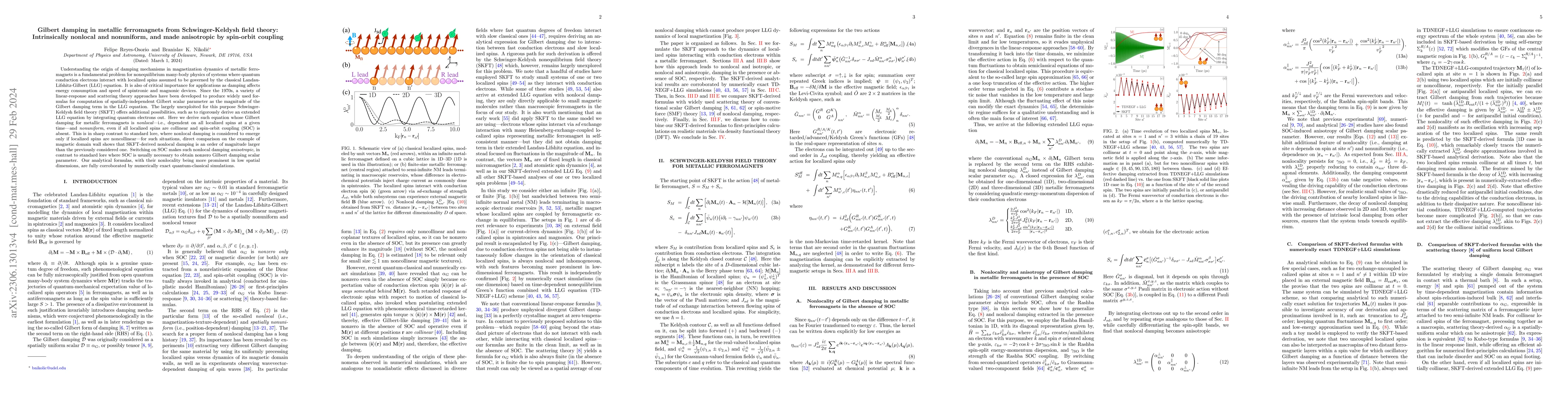 Thumbnail for Gilbert damping in metallic ferromagnets from Schwinger-Keldysh field
  theory: Intrinsically nonlocal and nonuniform, and made anisotropic by
  spin-orbit coupling