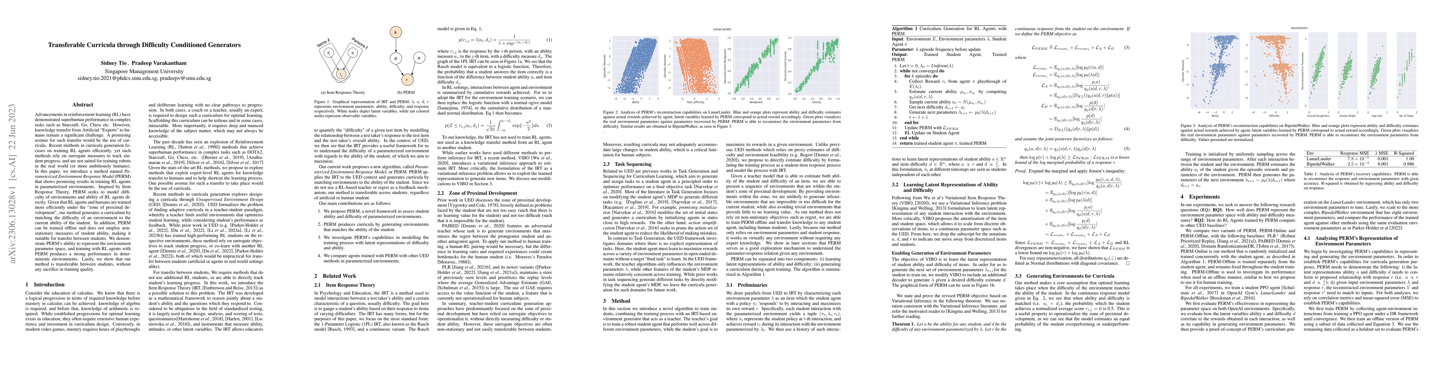 Thumbnail for Transferable Curricula through Difficulty Conditioned Generators