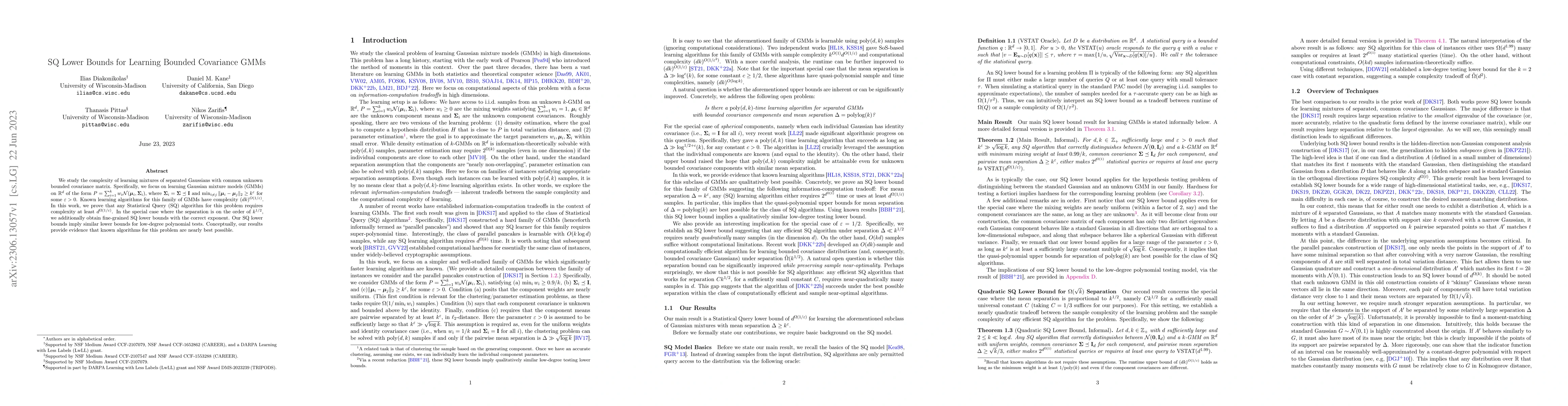 Thumbnail for SQ Lower Bounds for Learning Bounded Covariance GMMs