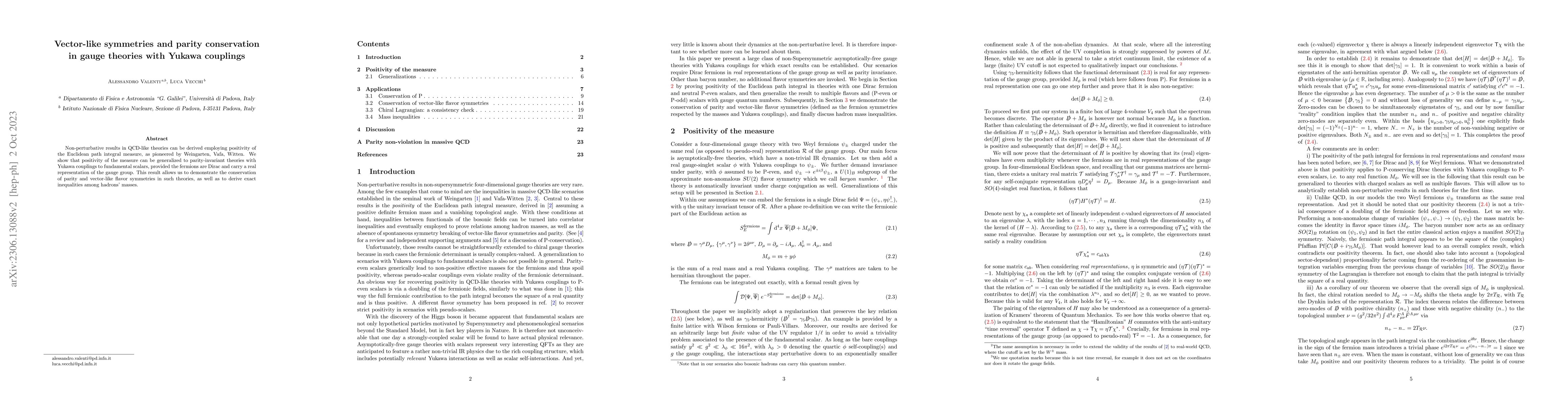 Thumbnail for Vector-like symmetries and parity conservation in gauge theories with
  Yukawa couplings