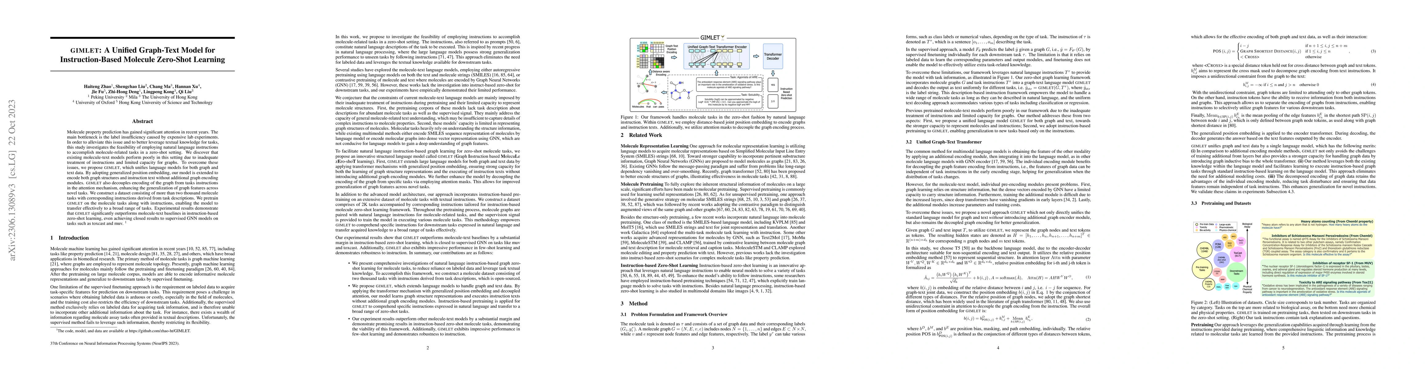 Thumbnail for GIMLET: A Unified Graph-Text Model for Instruction-Based Molecule
  Zero-Shot Learning