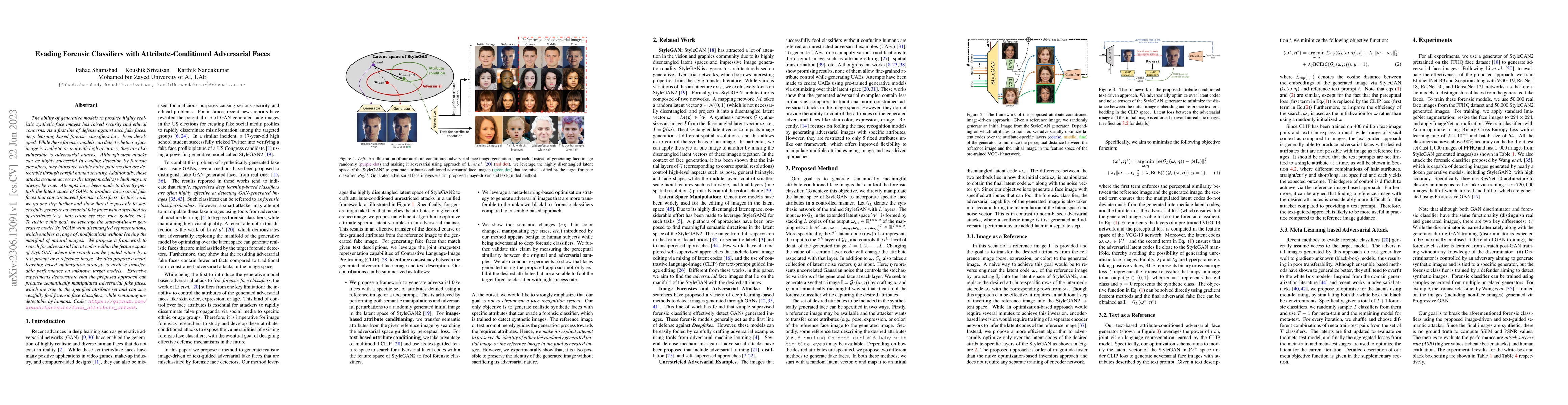 Thumbnail for Evading Forensic Classifiers with Attribute-Conditioned Adversarial
  Faces