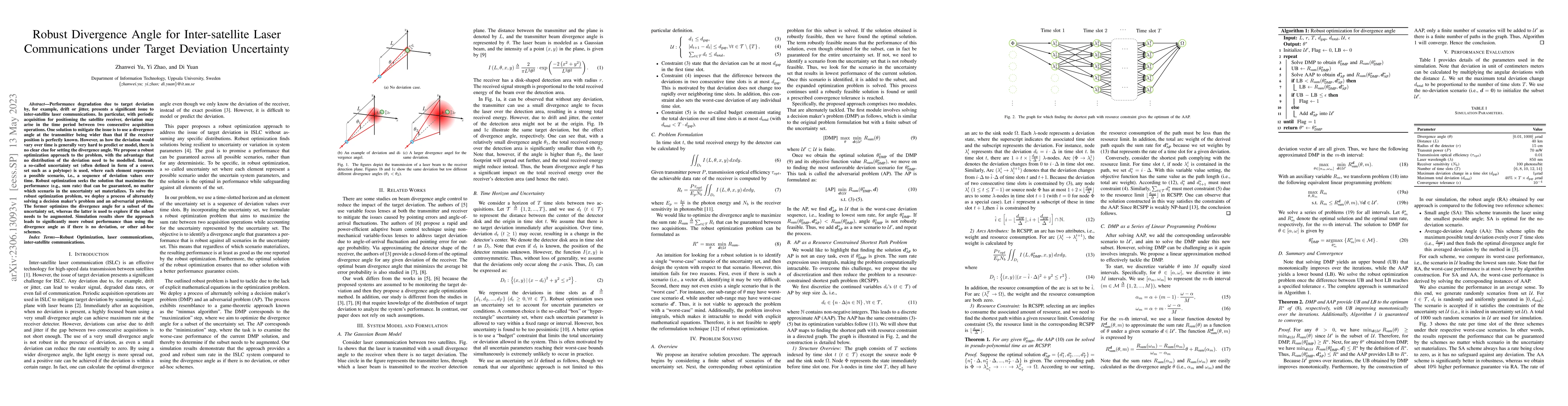 Thumbnail for Robust Divergence Angle for Inter-satellite Laser Communications under
  Target Deviation Uncertainty