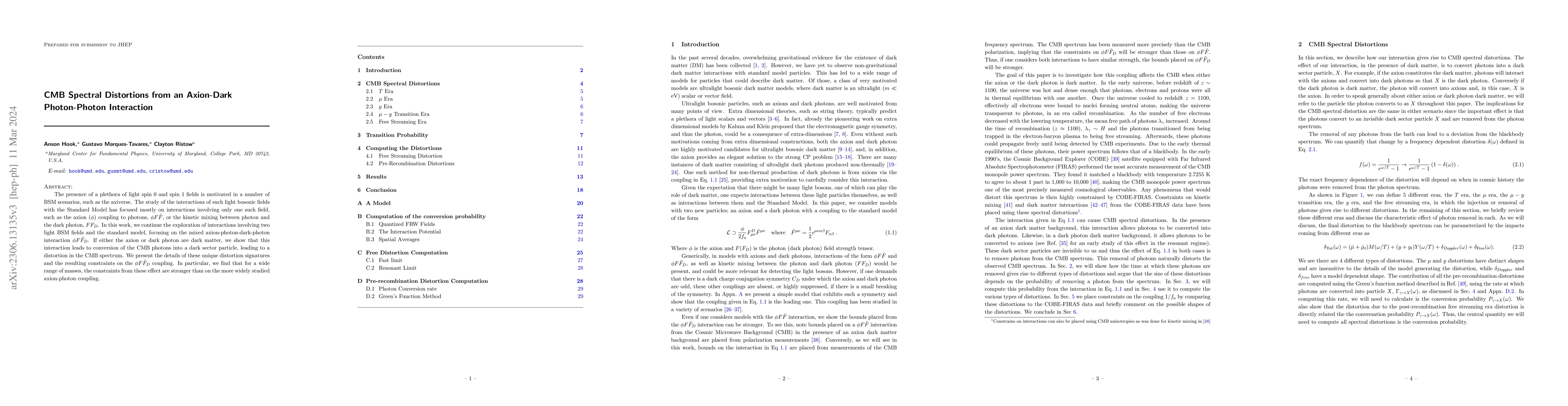 Thumbnail for CMB Spectral Distortions from an Axion-Dark Photon-Photon Interaction