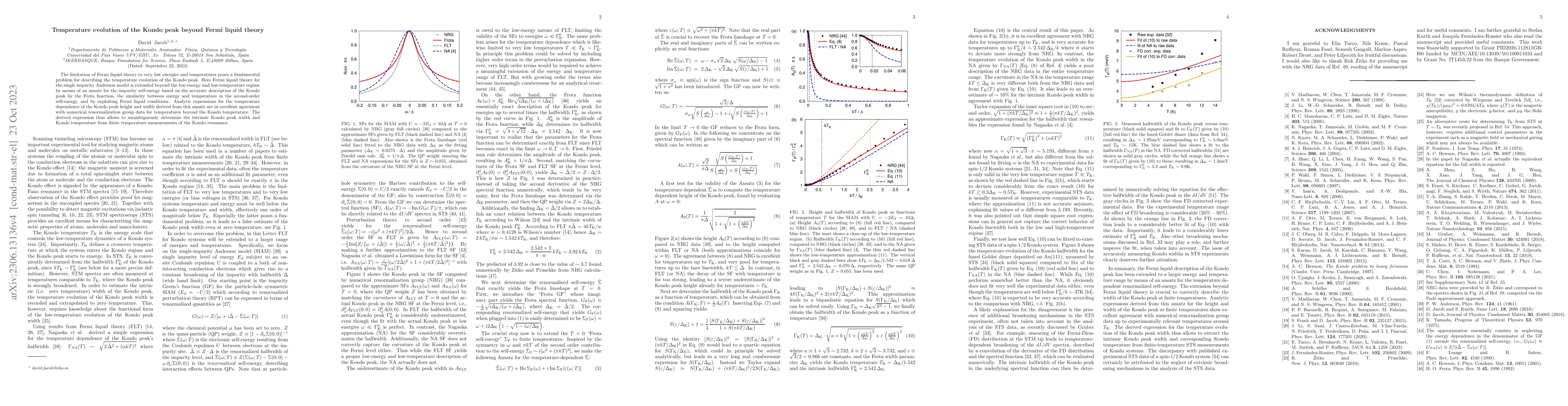 Thumbnail for Temperature evolution of the Kondo peak beyond Fermi liquid theory