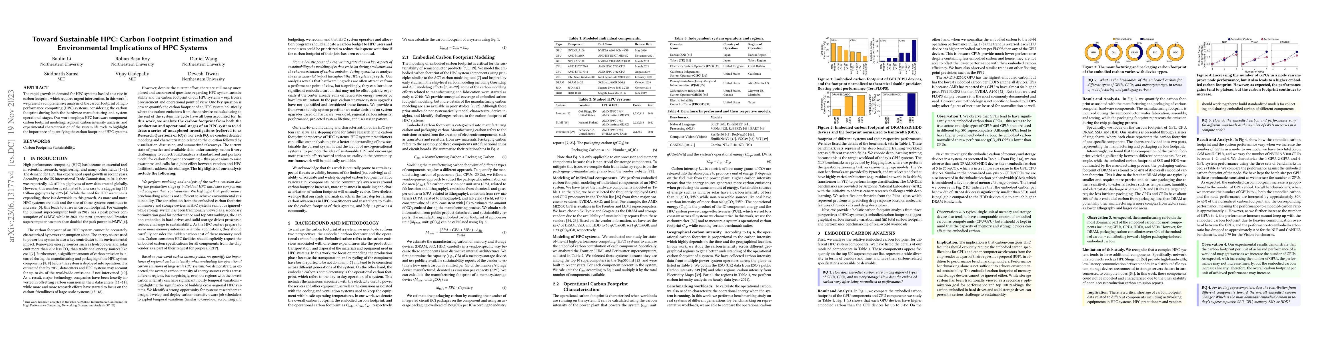 Thumbnail for Toward Sustainable HPC: Carbon Footprint Estimation and Environmental
  Implications of HPC Systems