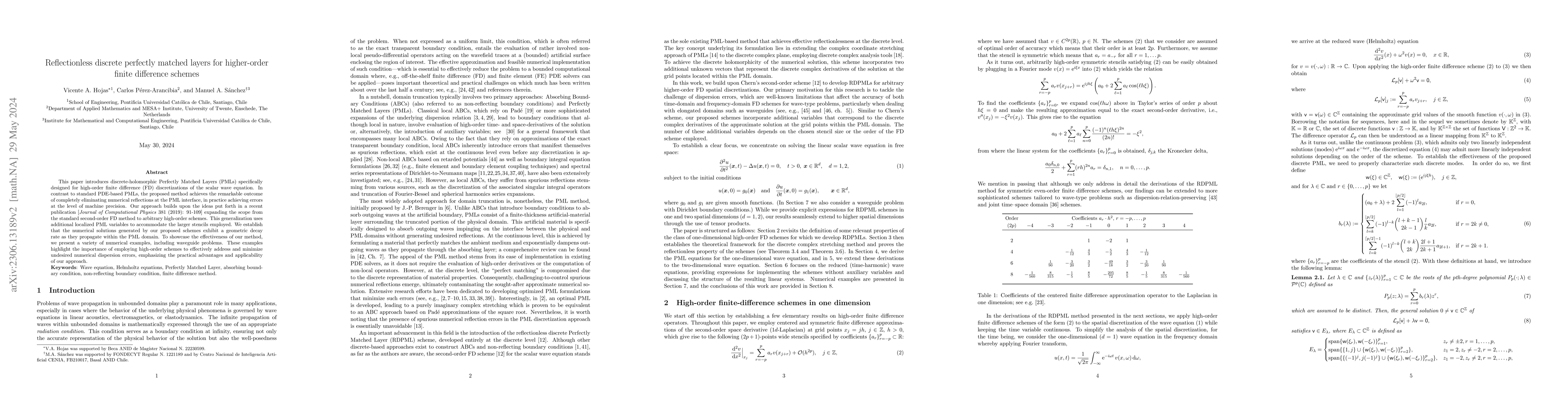 Thumbnail for Reflectionless discrete perfectly matched layers for higher-order finite
  difference schemes