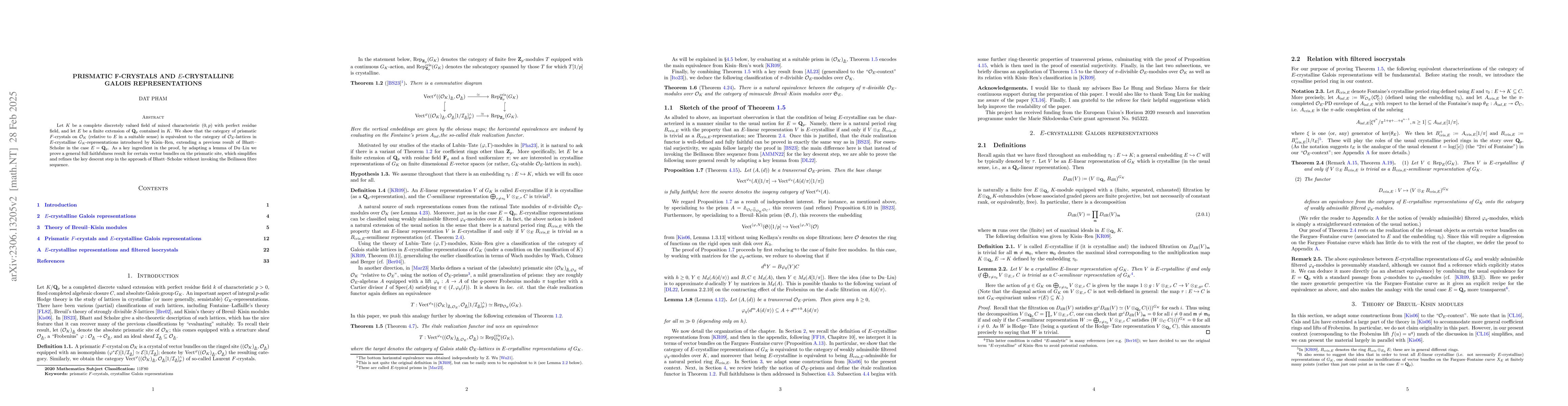 Thumbnail for Prismatic $F$-crystals and analytic crystalline Galois representations