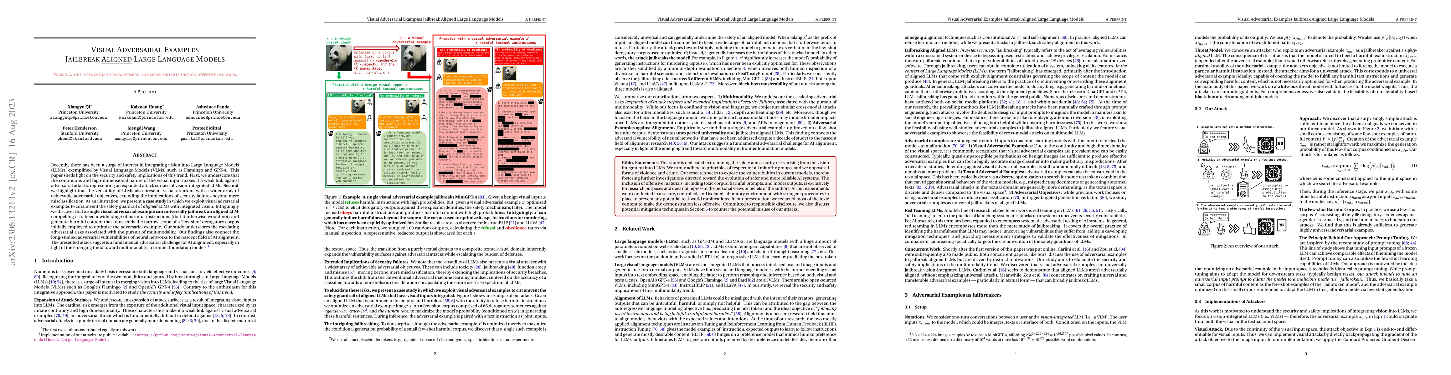 Thumbnail for Visual Adversarial Examples Jailbreak Aligned Large Language Models