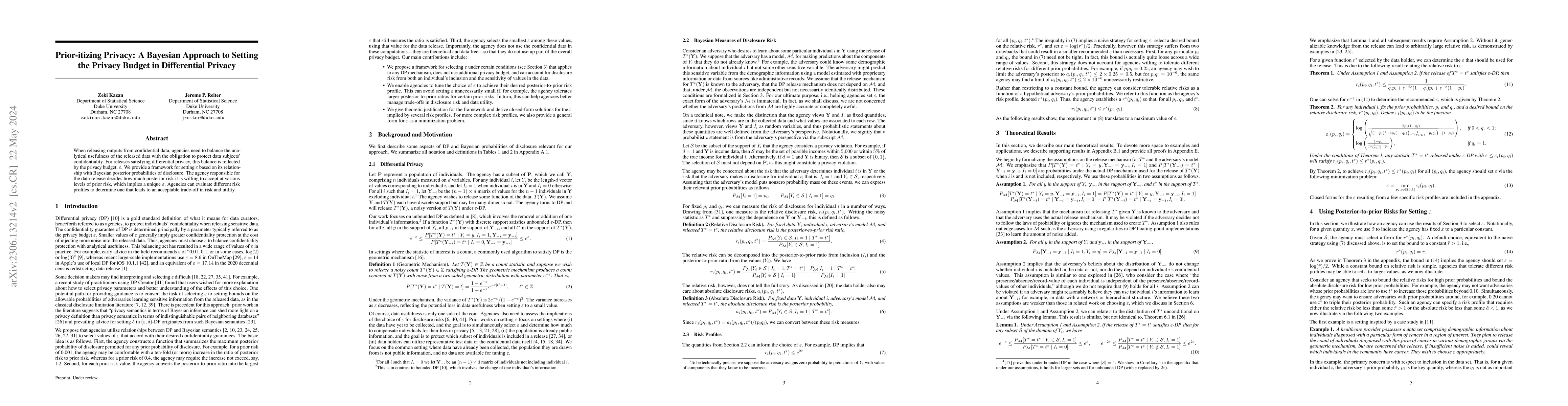 Thumbnail for Prior-itizing Privacy: A Bayesian Approach to Setting the Privacy Budget
  in Differential Privacy