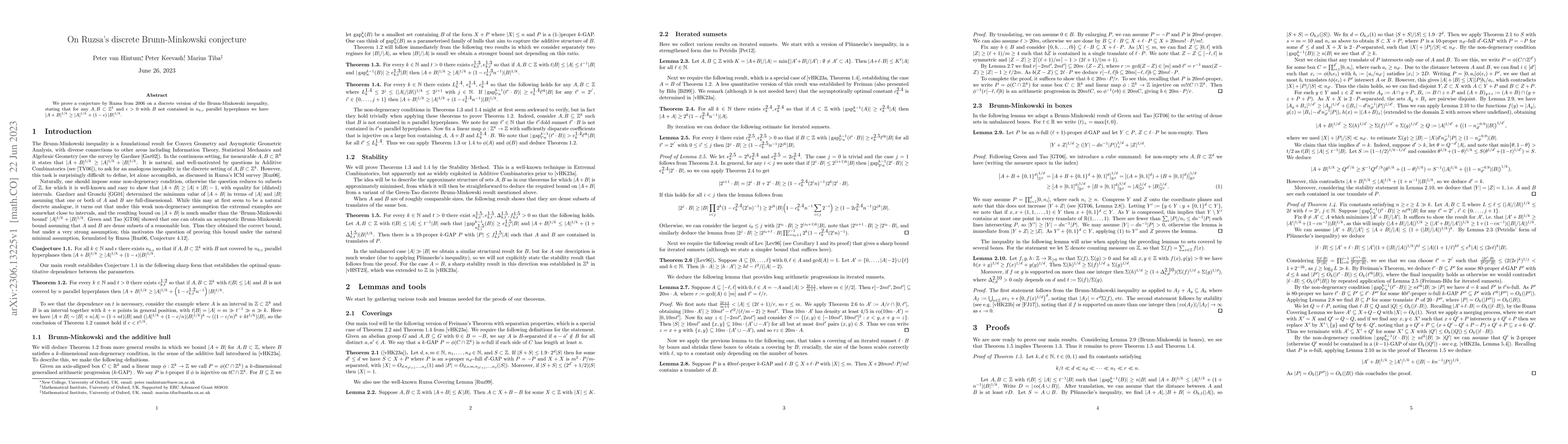 Thumbnail for On Ruzsa's discrete Brunn-Minkowski conjecture