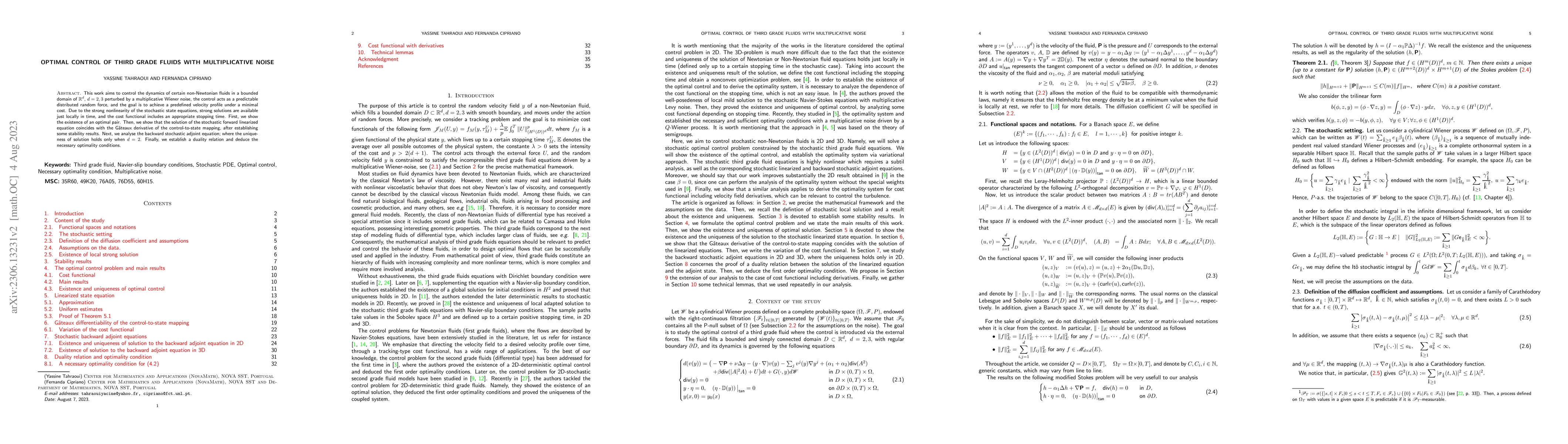 Thumbnail for Optimal control of third grade fluids with multiplicative noise