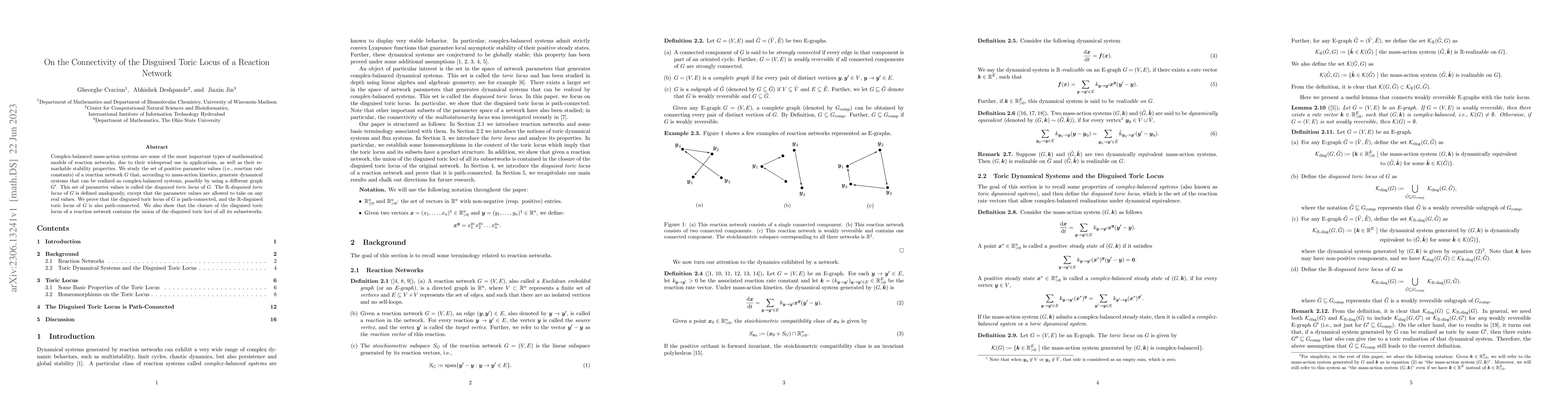 Thumbnail for On the Connectivity of the Disguised Toric Locus of a Reaction Network