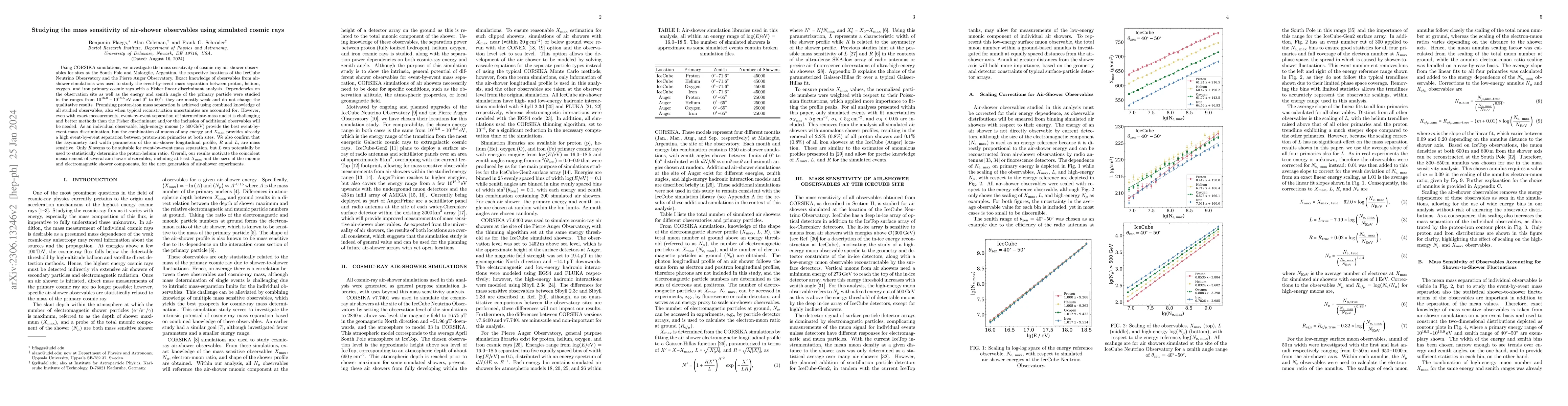 Thumbnail for Studying the mass sensitivity of air-shower observables using simulated
  cosmic rays