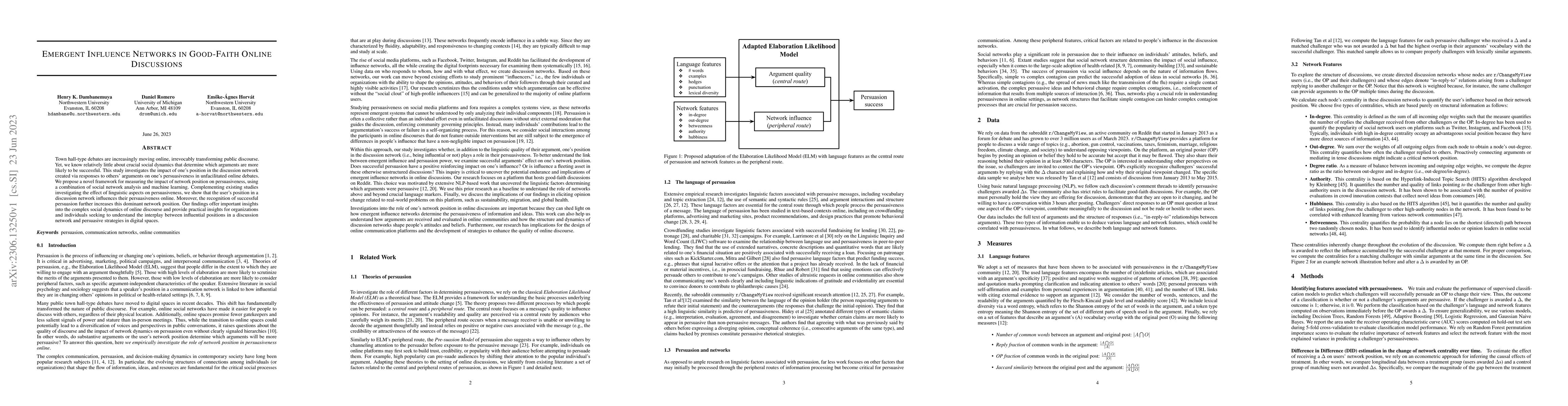 Thumbnail for Emergent Influence Networks in Good-Faith Online Discussions