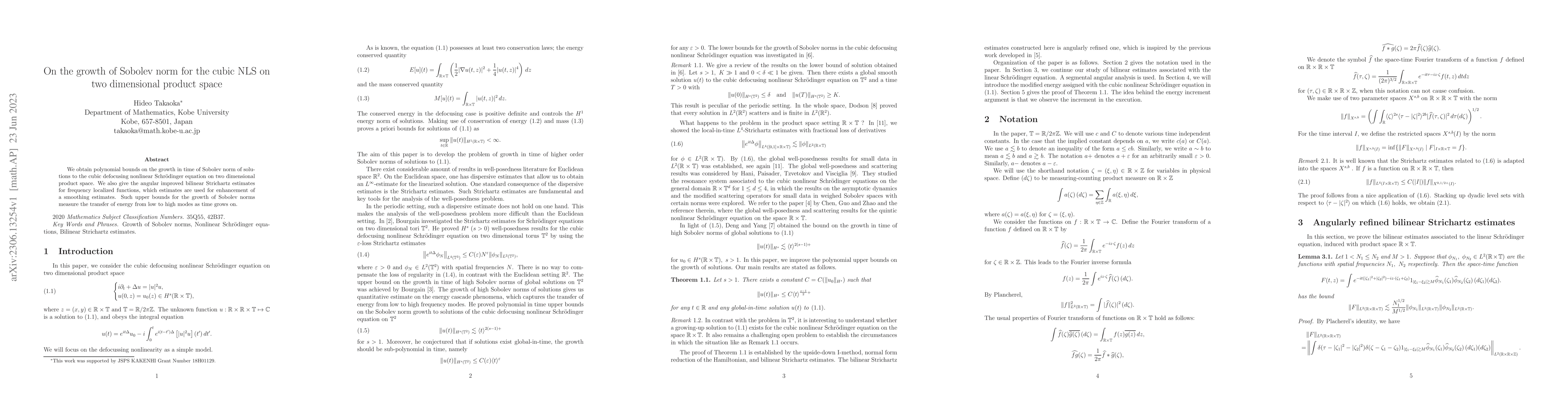Thumbnail for On the growth of Sobolev norm for the cubic NLS on two dimensional
  product space