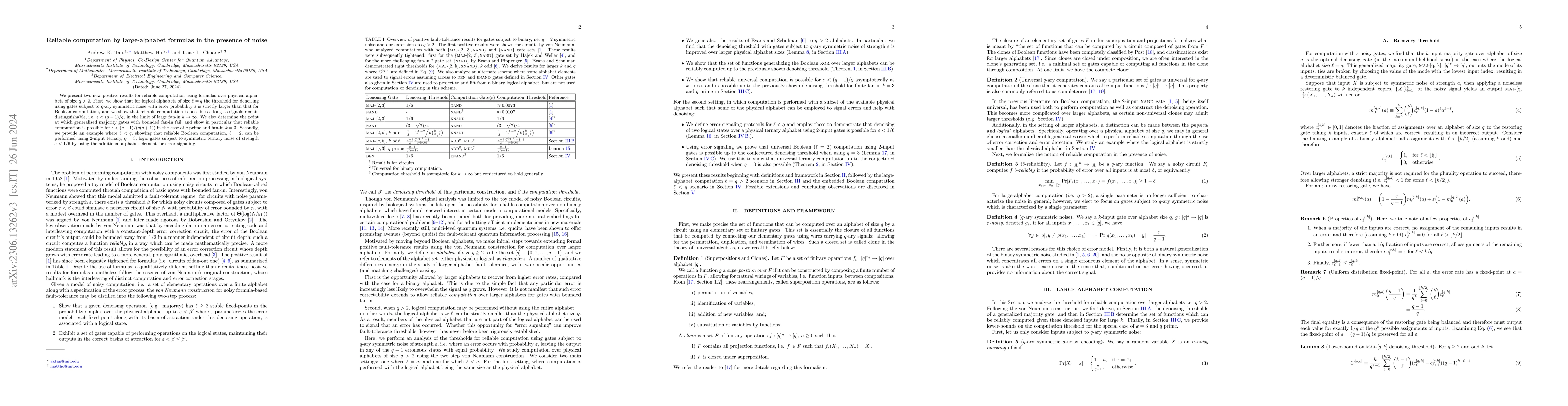 Thumbnail for Reliable computation by large-alphabet formulas in the presence of noise