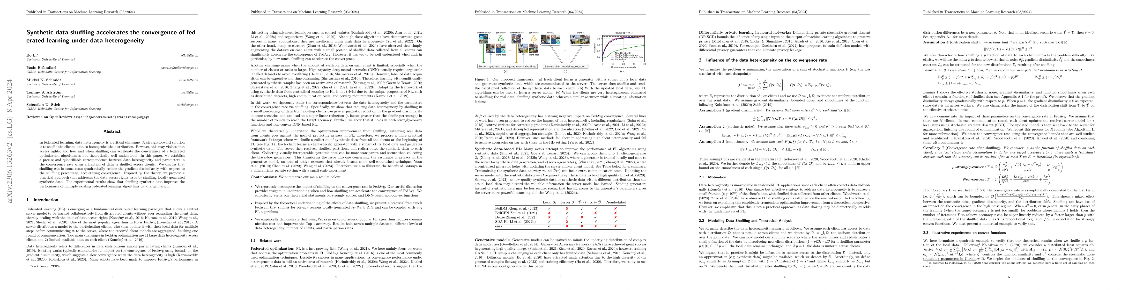Thumbnail for Synthetic data shuffling accelerates the convergence of federated
  learning under data heterogeneity