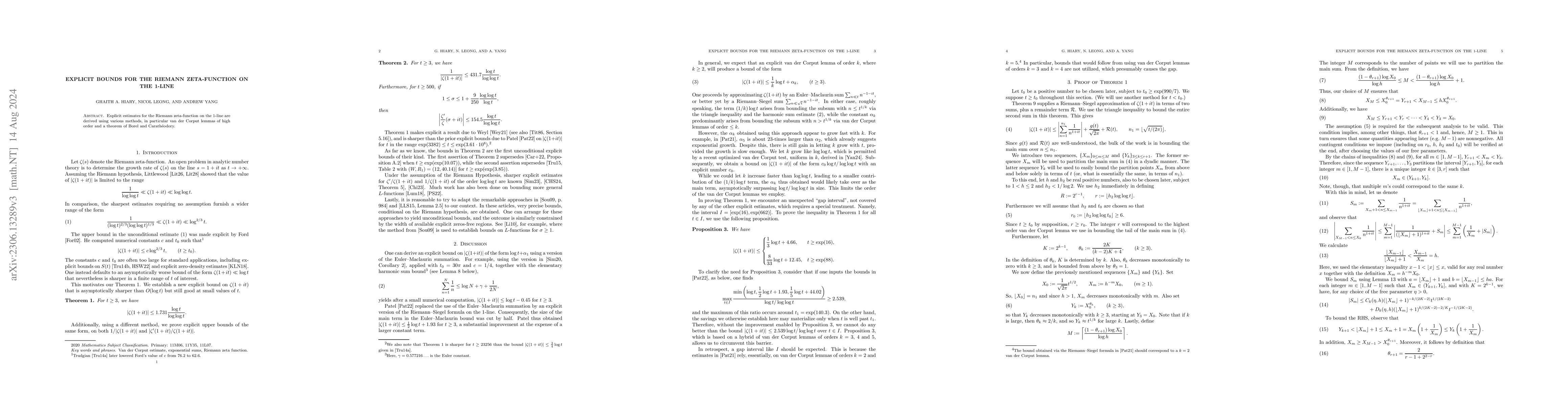 Thumbnail for Explicit bounds for the Riemann zeta-function on the 1-line