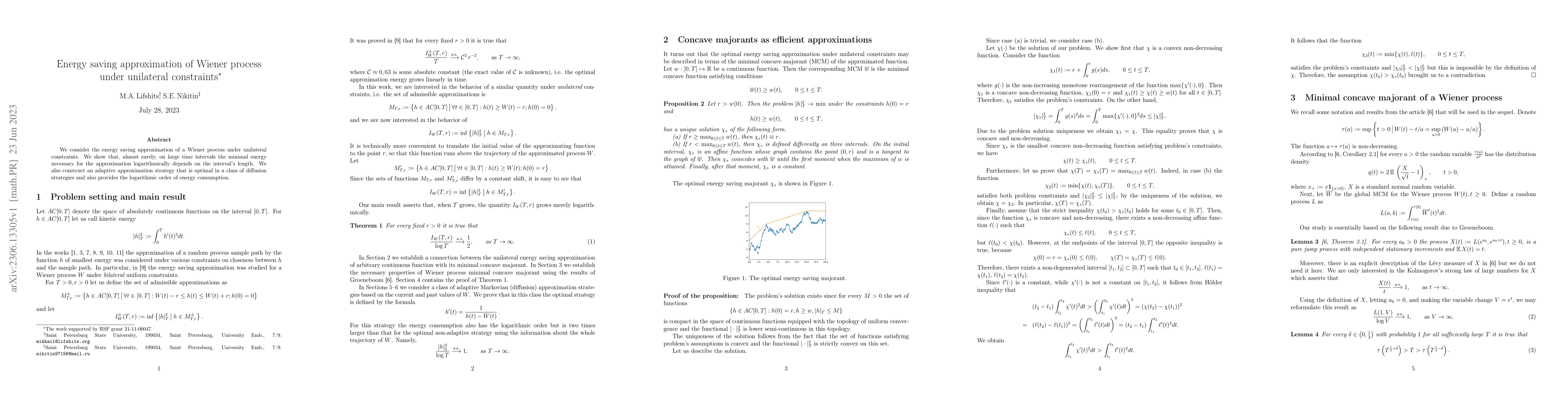 Thumbnail for Energy saving approximation of Wiener process under unilateral
  constraints
