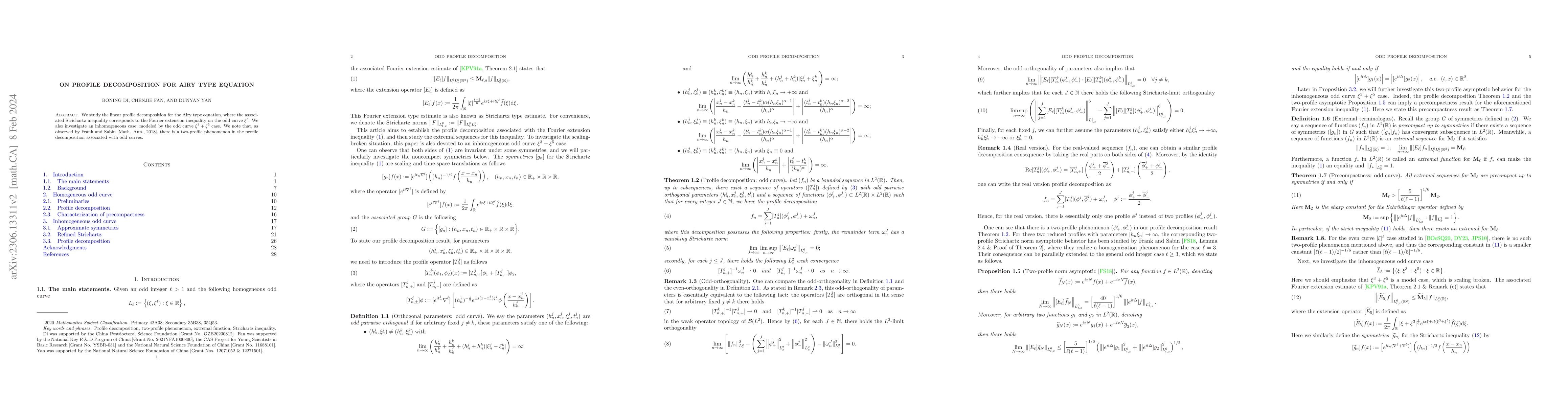 Thumbnail for On profile decomposition for Airy type equation