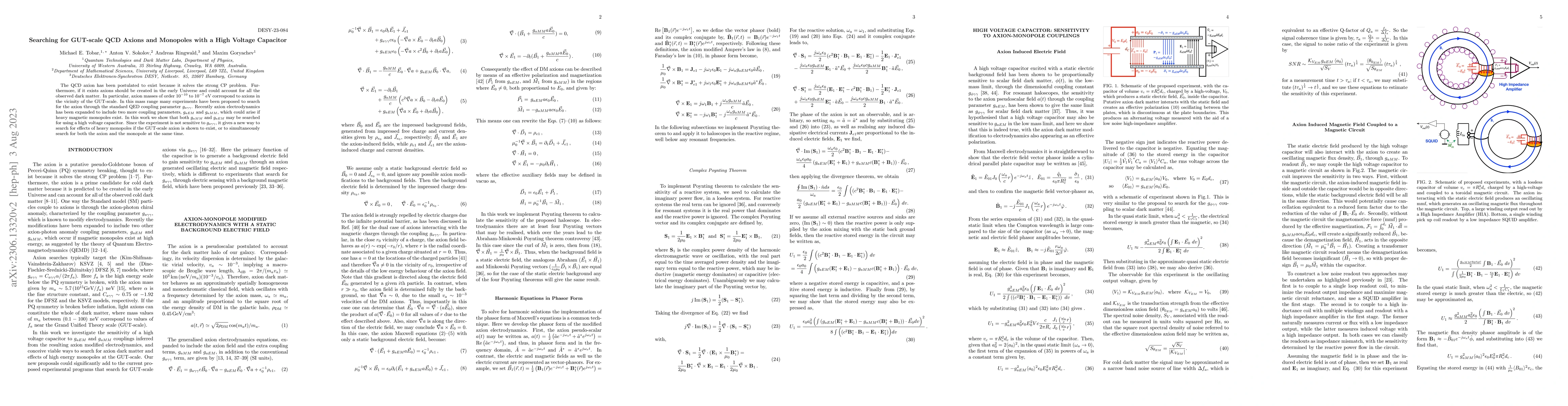 Thumbnail for Searching for GUT-scale QCD Axions and Monopoles with a High Voltage
  Capacitor