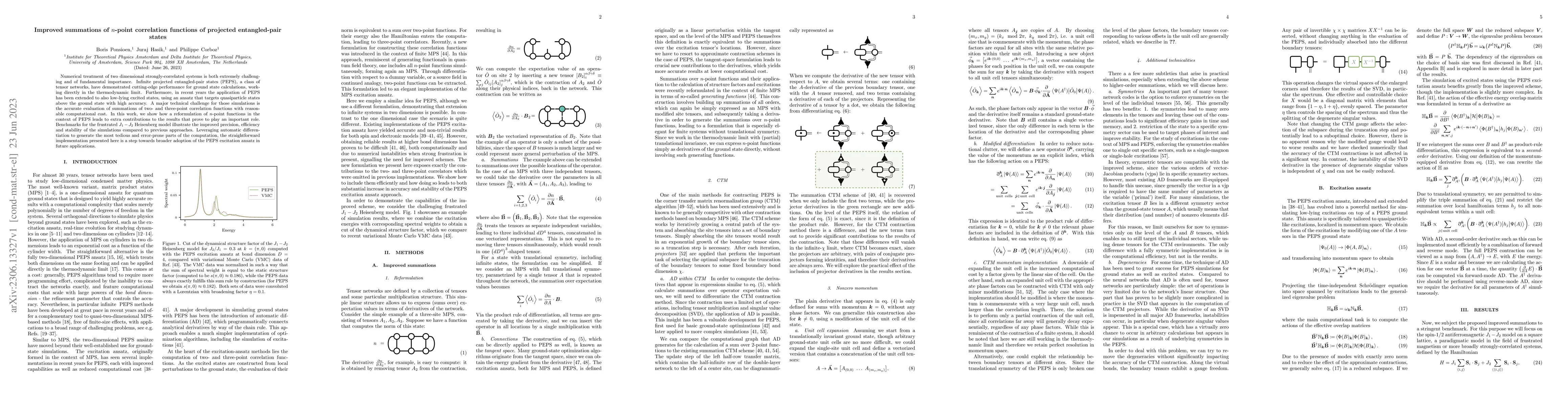 Thumbnail for Improved summations of $n$-point correlation functions of projected
  entangled-pair states
