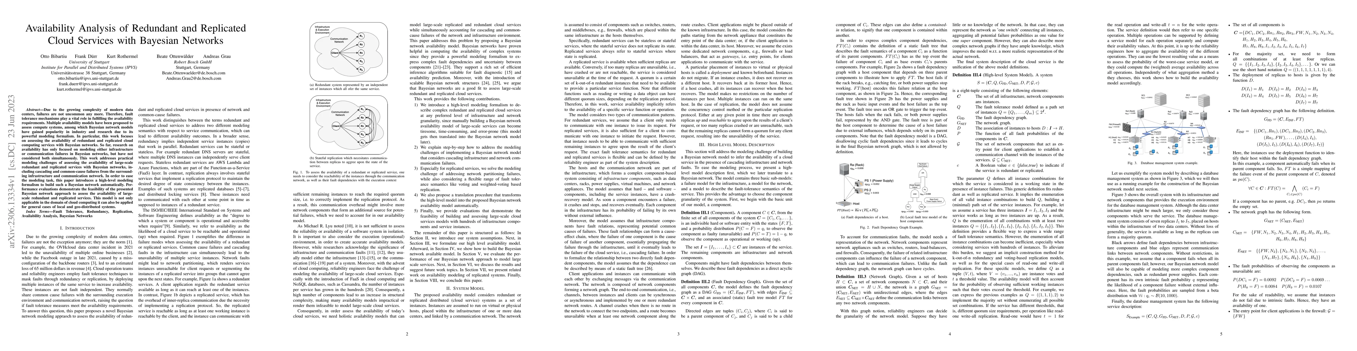 Thumbnail for Availability Analysis of Redundant and Replicated Cloud Services with
  Bayesian Networks