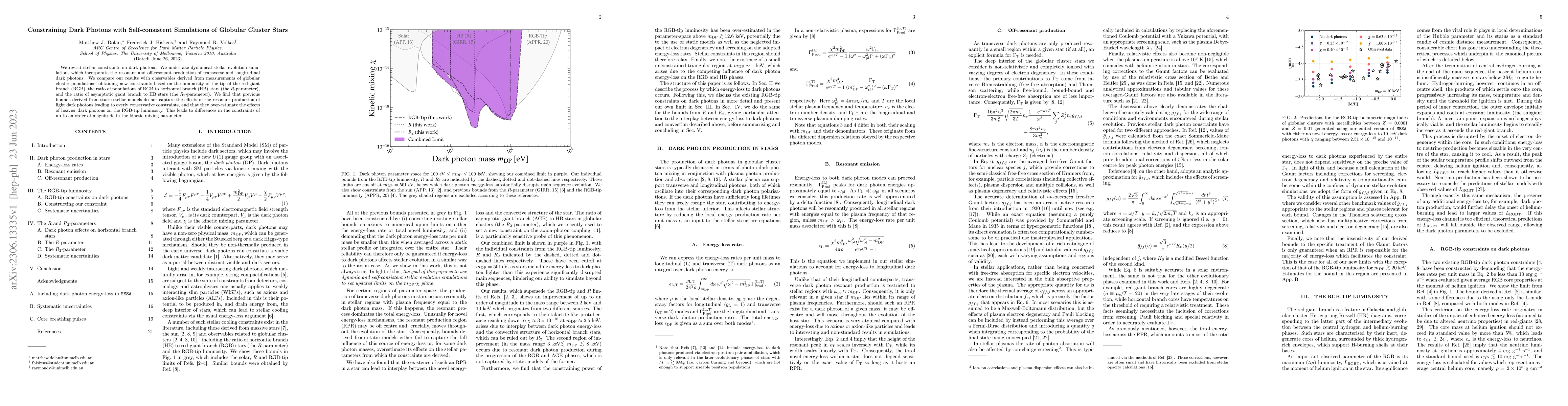 Thumbnail for Constraining Dark Photons with Self-consistent Simulations of Globular
  Cluster Stars