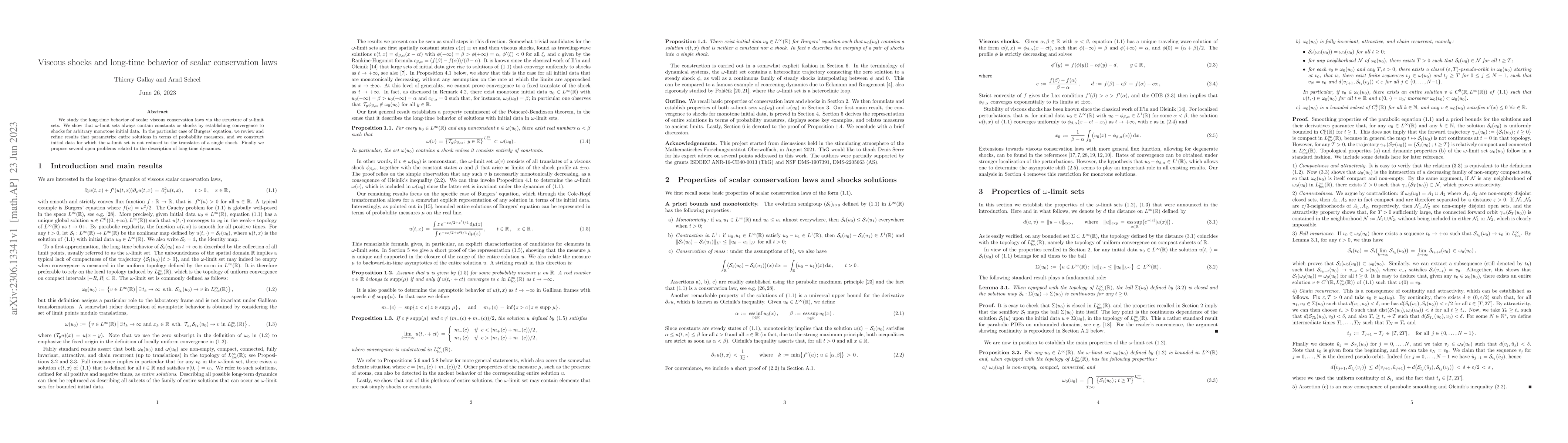 Thumbnail for Viscous shocks and long-time behavior of scalar conservation laws