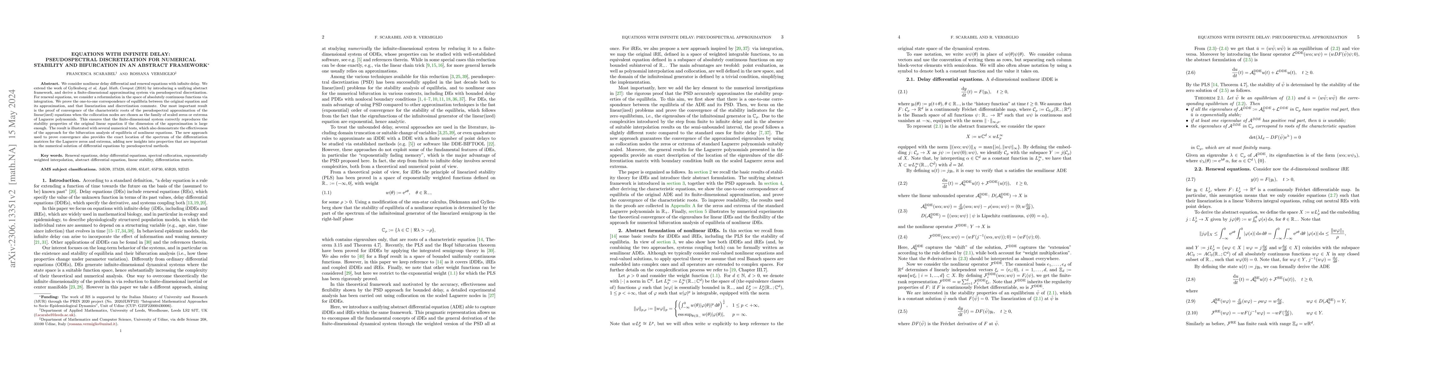 Thumbnail for Equations with infinite delay: pseudospectral discretization for
  numerical stability and bifurcation in an abstract framework
