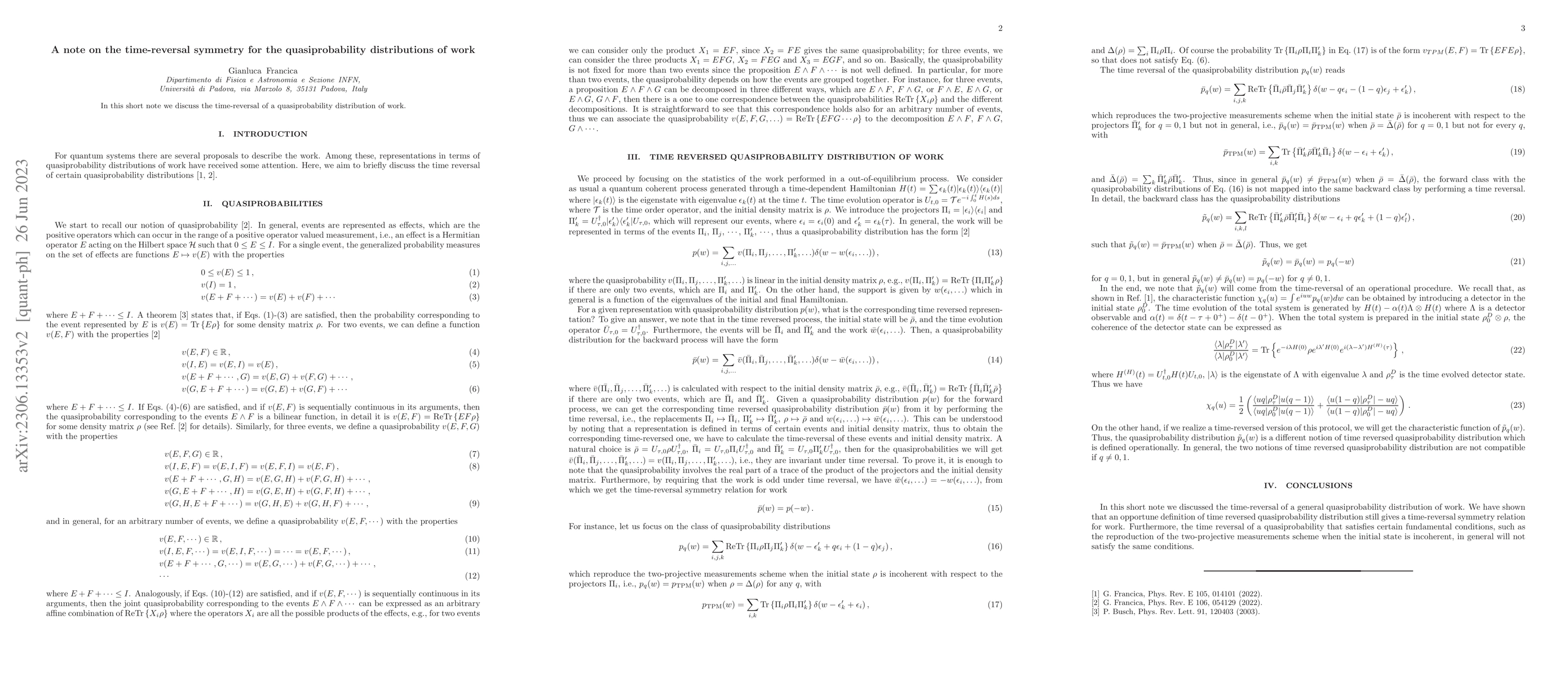 Thumbnail for A note on the time-reversal symmetry for the quasiprobability
  distributions of work