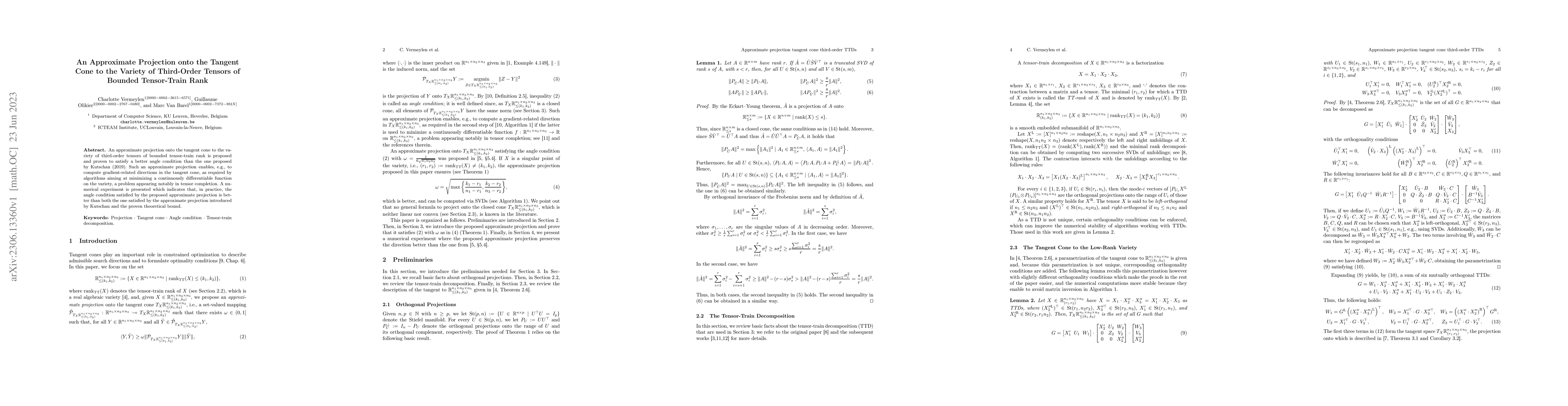 Thumbnail for An Approximate Projection onto the Tangent Cone to the Variety of
  Third-Order Tensors of Bounded Tensor-Train Rank