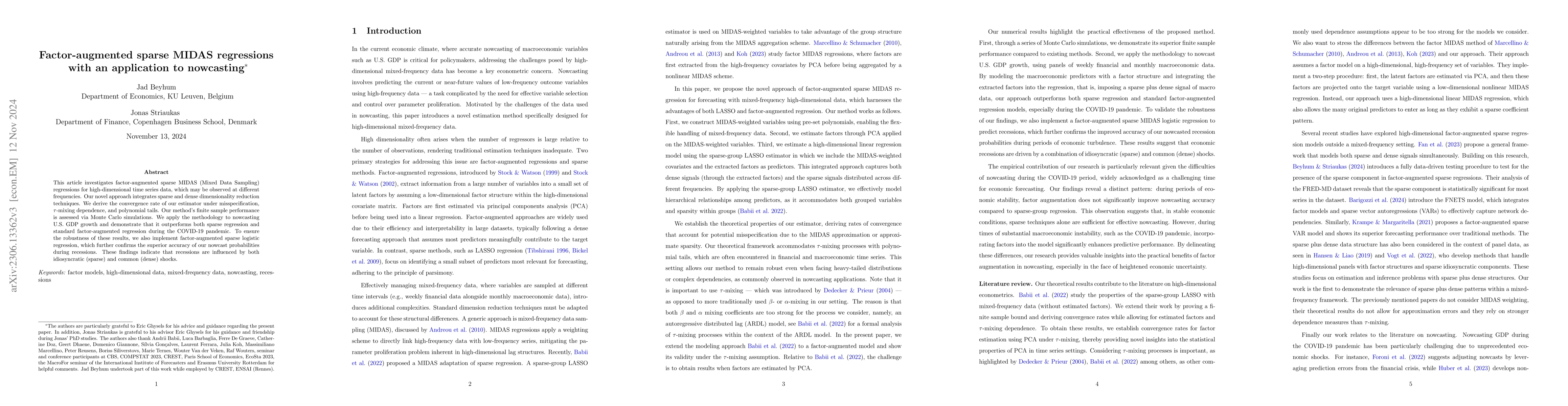 Thumbnail for Sparse plus dense MIDAS regressions and nowcasting during the COVID
  pandemic