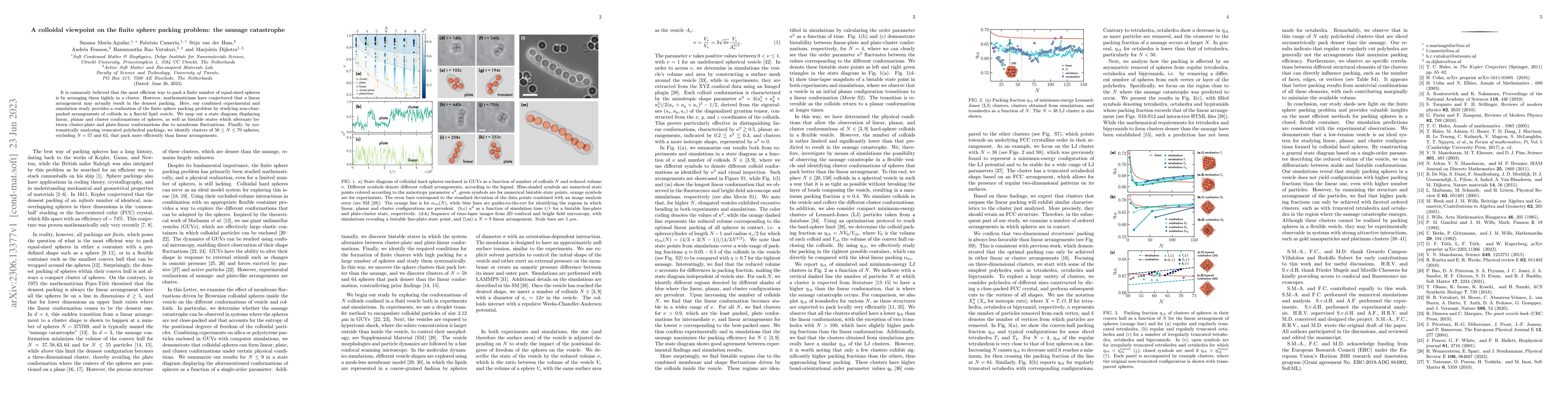 Thumbnail for A colloidal viewpoint on the finite sphere packing problem: the sausage
  catastrophe