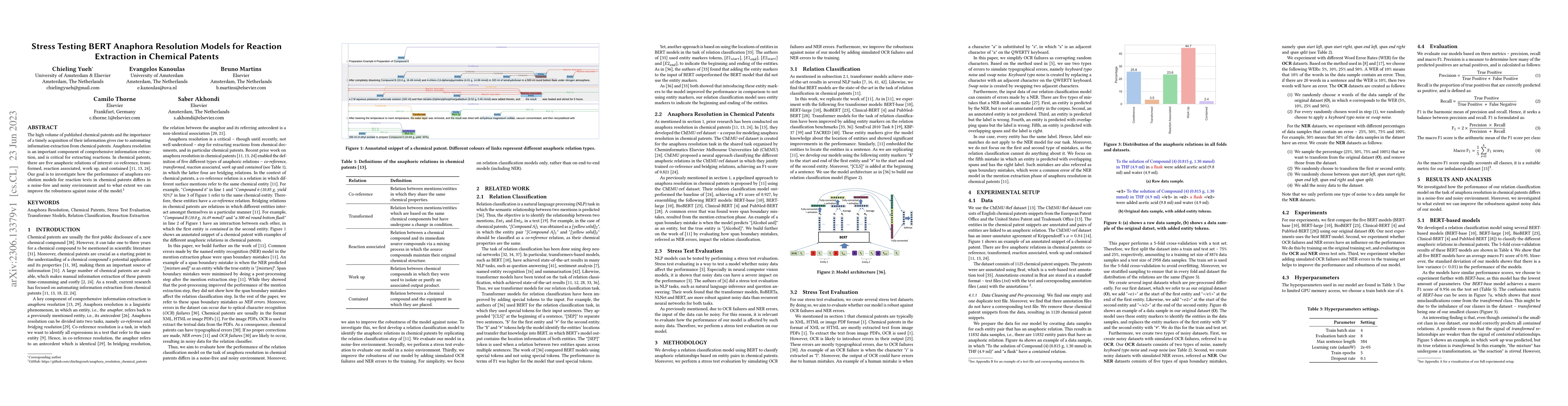 Thumbnail for Stress Testing BERT Anaphora Resolution Models for Reaction Extraction
  in Chemical Patents