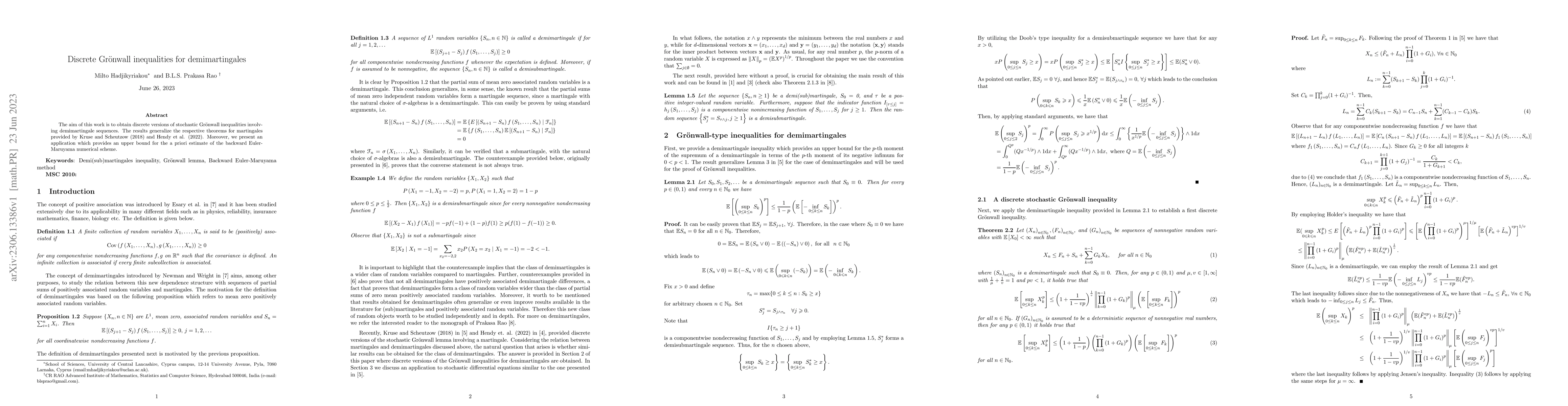 Thumbnail for Discrete Gronwall inequalities for demimartingales