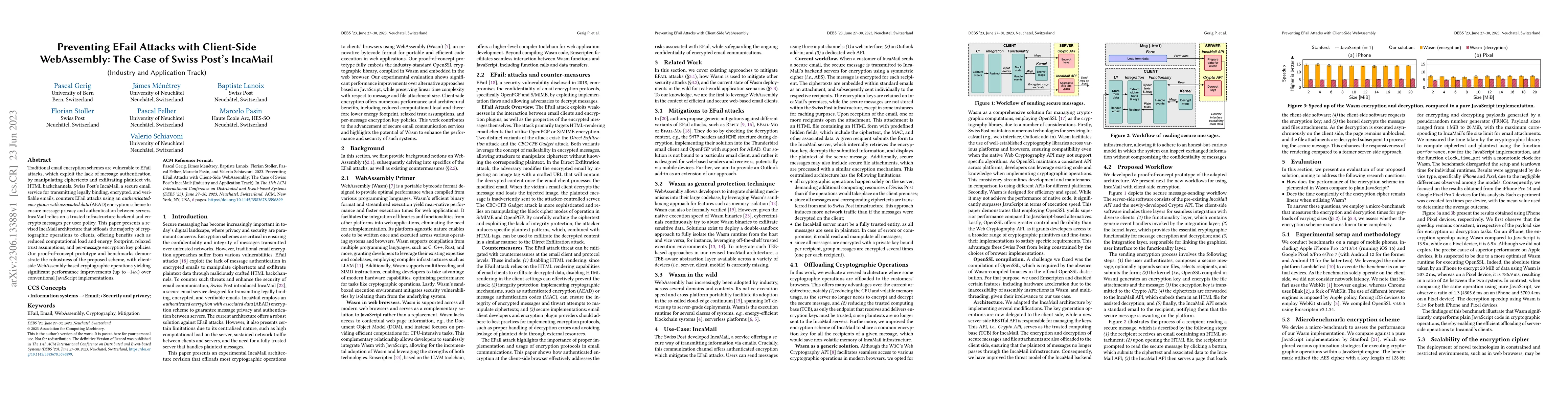 Thumbnail for Preventing EFail Attacks with Client-Side WebAssembly: The Case of Swiss
  Post's IncaMail