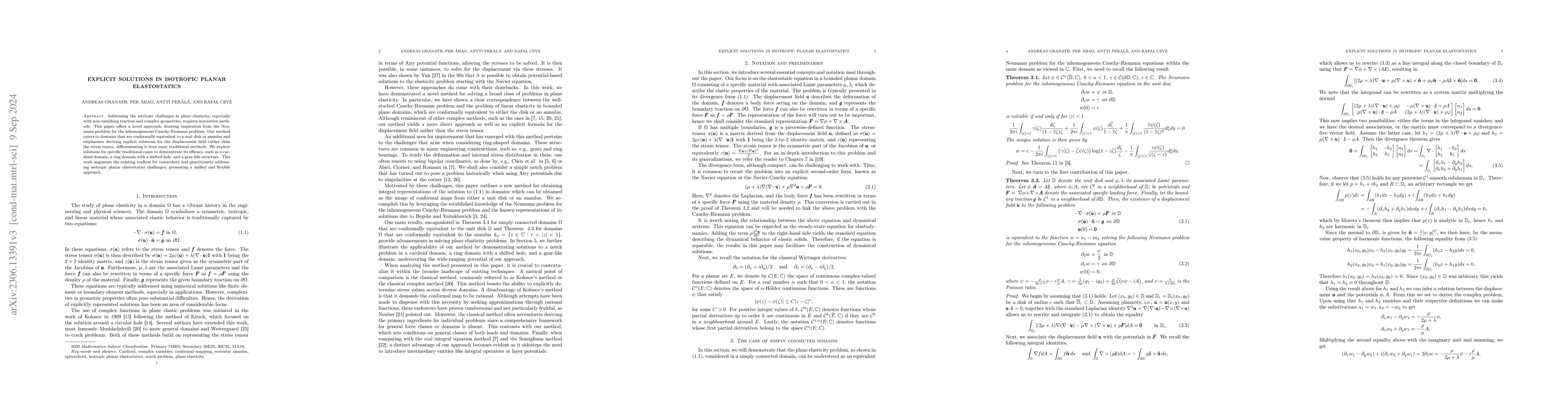 Thumbnail for Explicit Solutions in Isotropic Planar Elastostatics