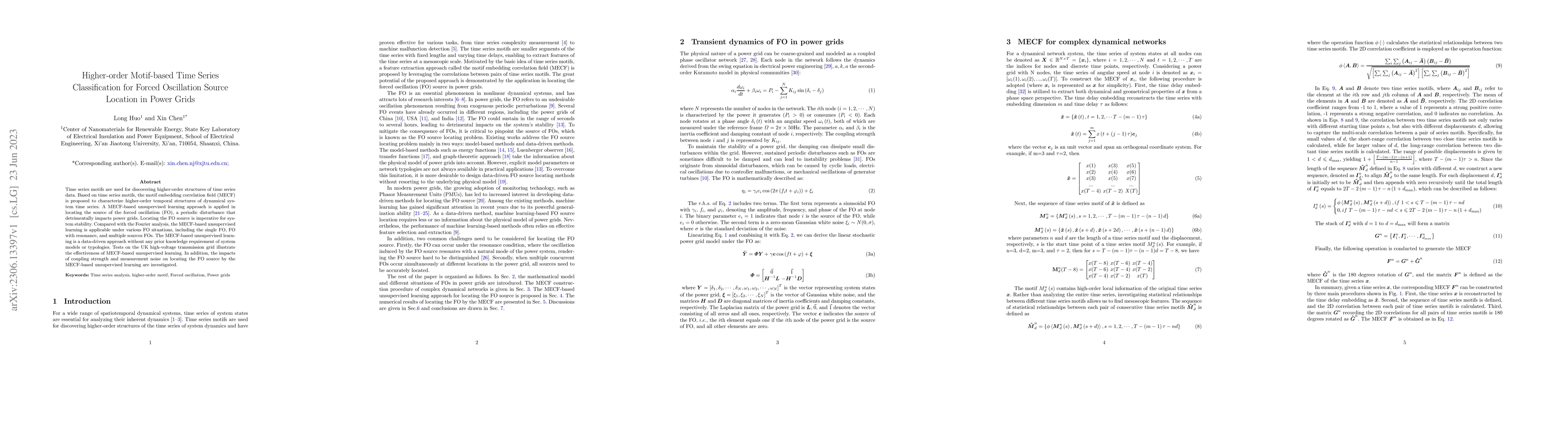 Thumbnail for Higher-order Motif-based Time Series Classification for Forced
  Oscillation Source Location in Power Grids