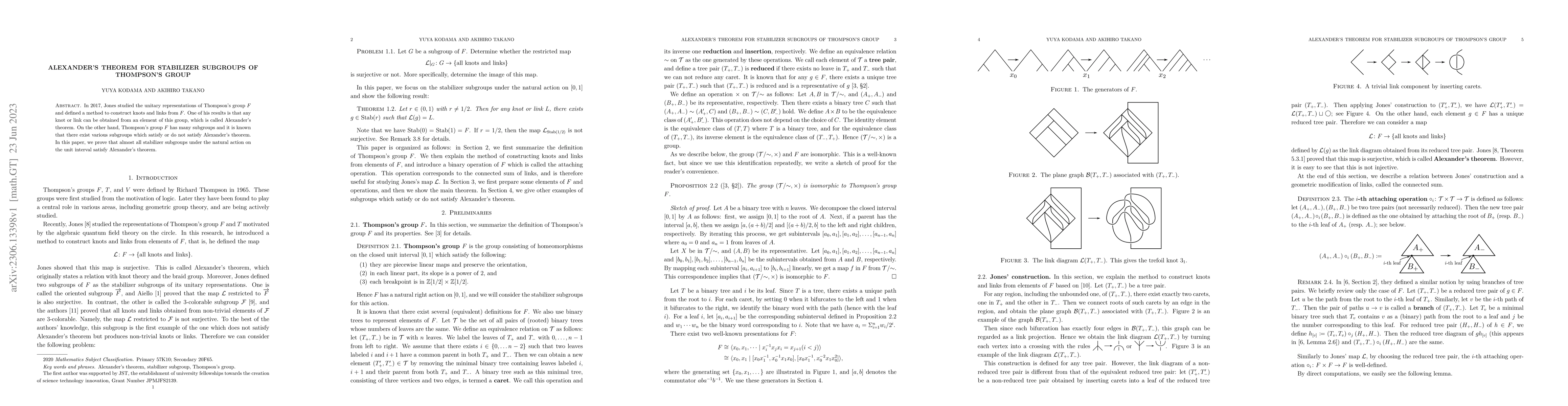 Thumbnail for Alexander's theorem for stabilizer subgroups of Thompson's group