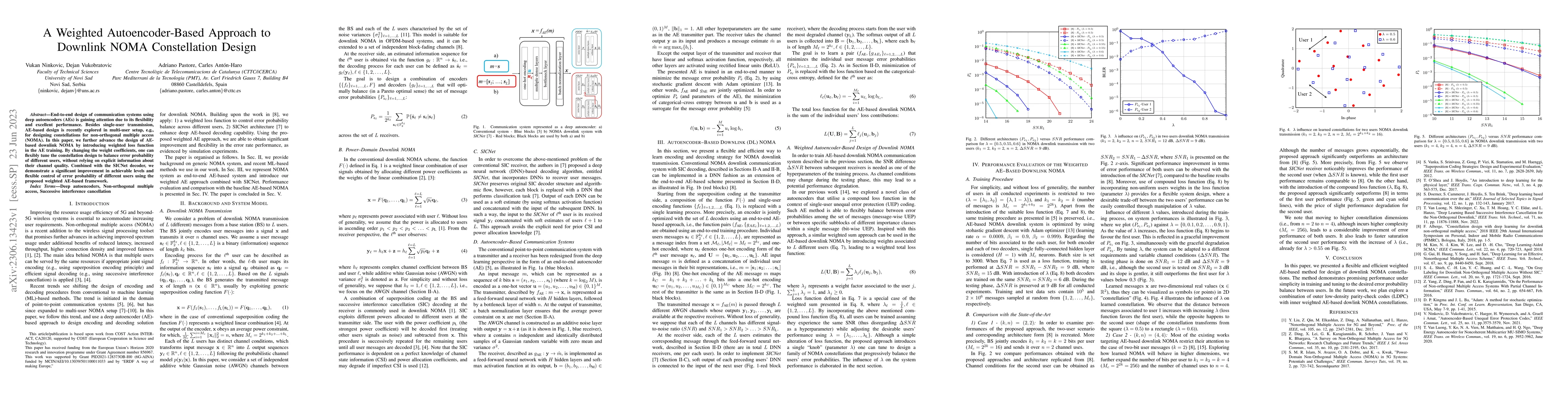 Thumbnail for A Weighted Autoencoder-Based Approach to Downlink NOMA Constellation
  Design