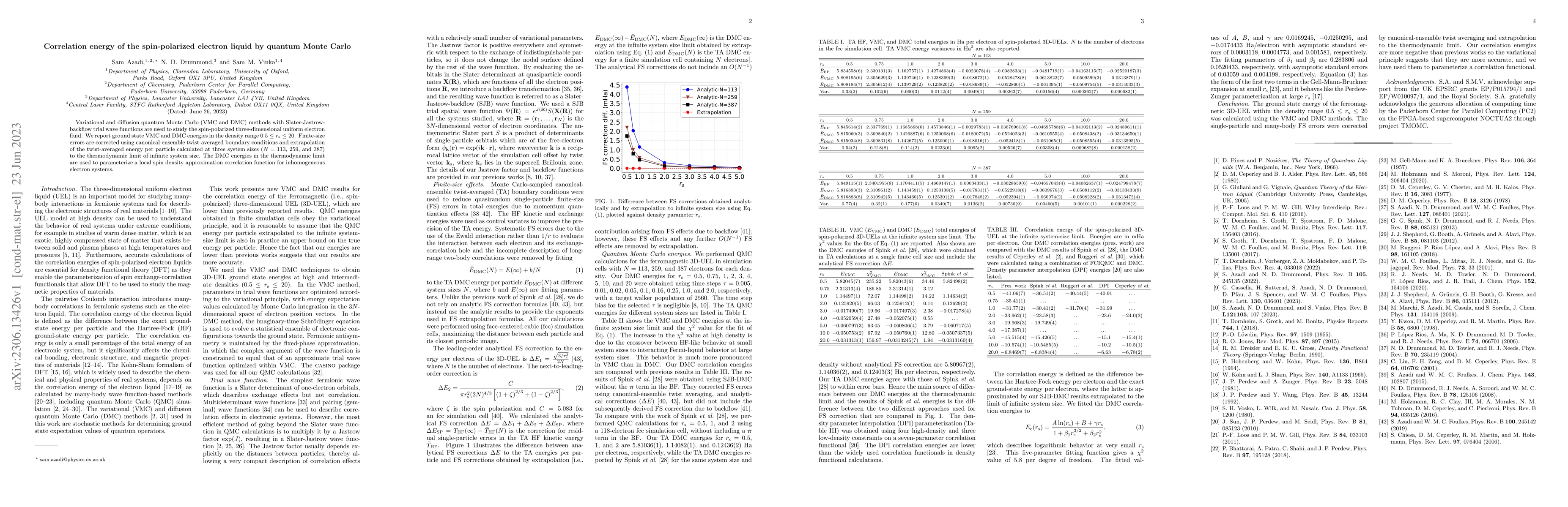 Thumbnail for Correlation energy of the spin-polarized electron liquid by quantum
  Monte Carlo