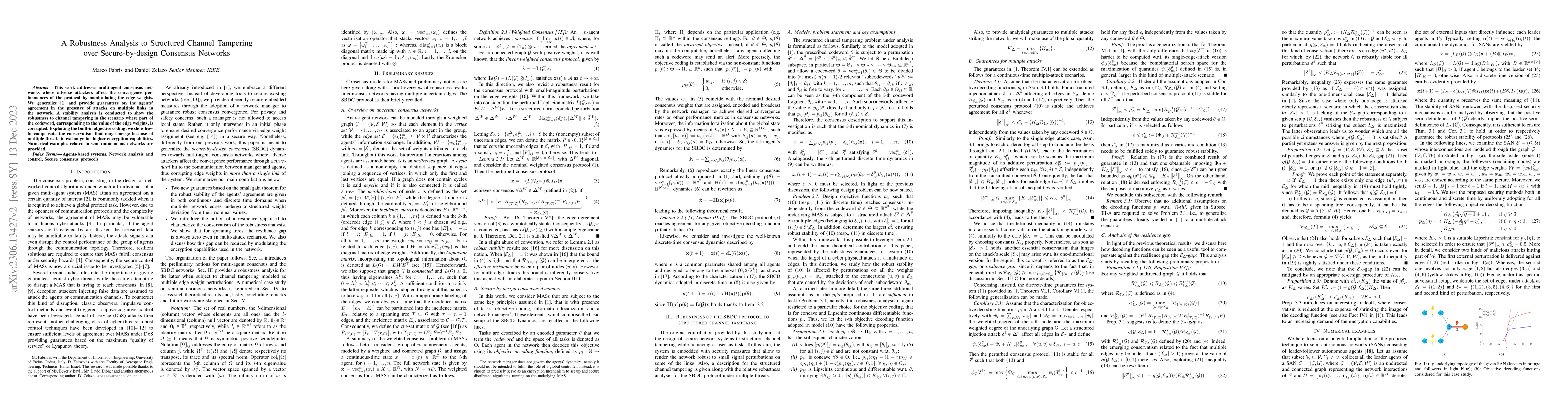 Thumbnail for A Robustness Analysis to Structured Channel Tampering Over
  Secure-by-Design Consensus Networks