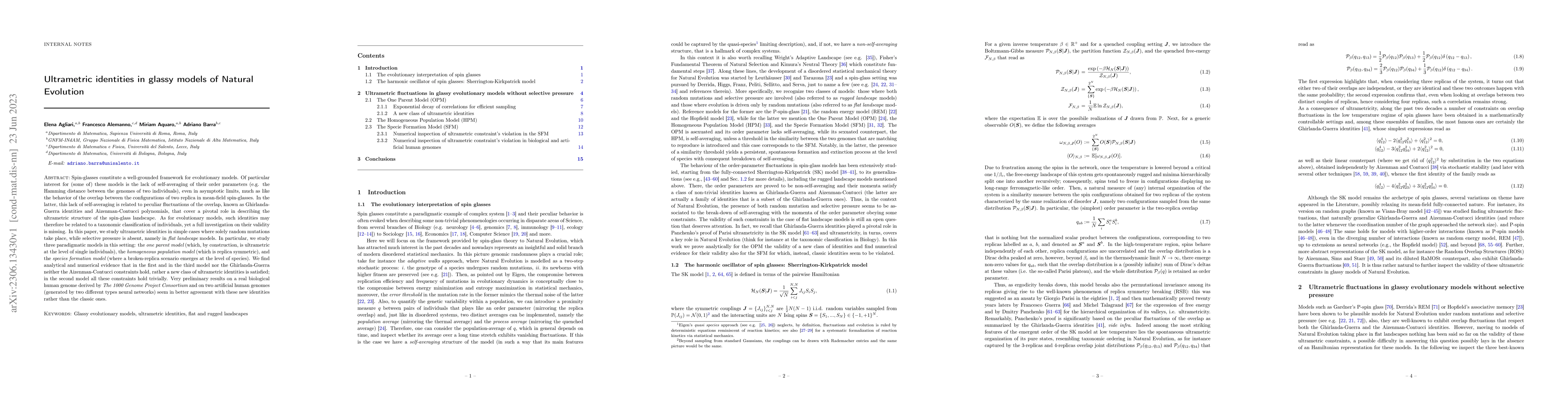 Thumbnail for Ultrametric identities in glassy models of Natural Evolution