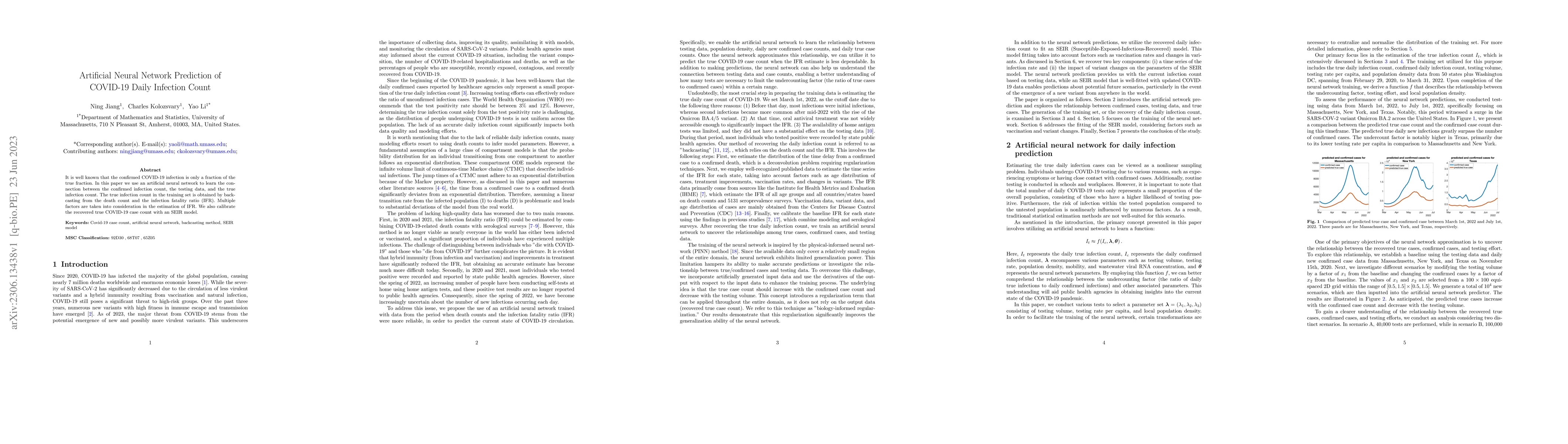 Thumbnail for Artificial Neural Network Prediction of COVID-19 Daily Infection Count
