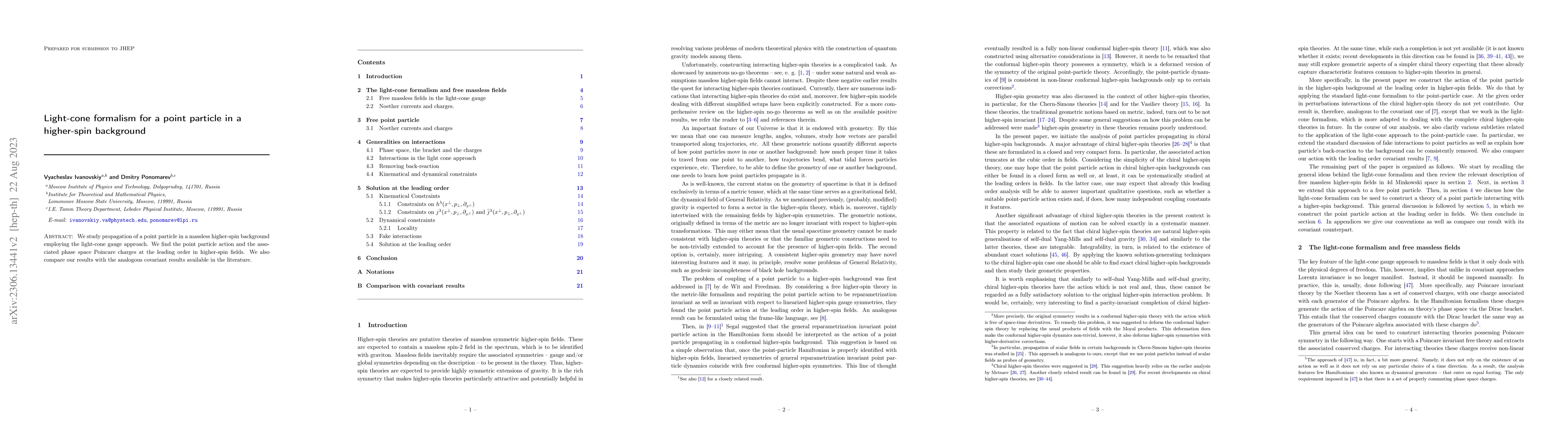 Thumbnail for Light-cone formalism for a point particle in a higher-spin background