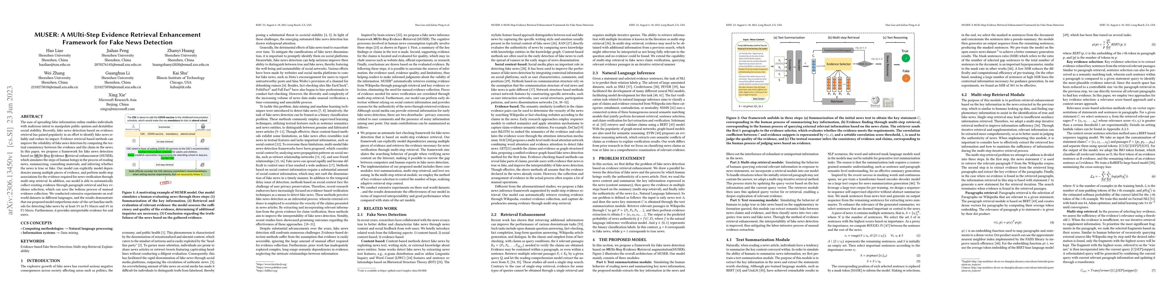 Thumbnail for MUSER: A MUlti-Step Evidence Retrieval Enhancement Framework for Fake
  News Detection